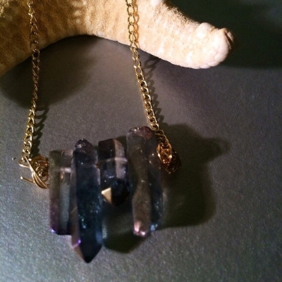 Enchanted headwear Jewelry - Smoky quartz bar necklace. Aura Quartz necklace