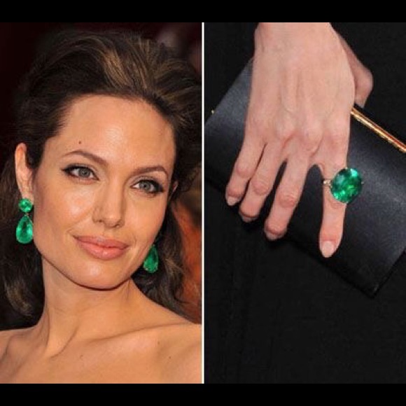 Emerald green teardrop earrings celebrity style