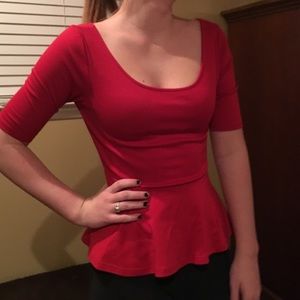 Red peplum top