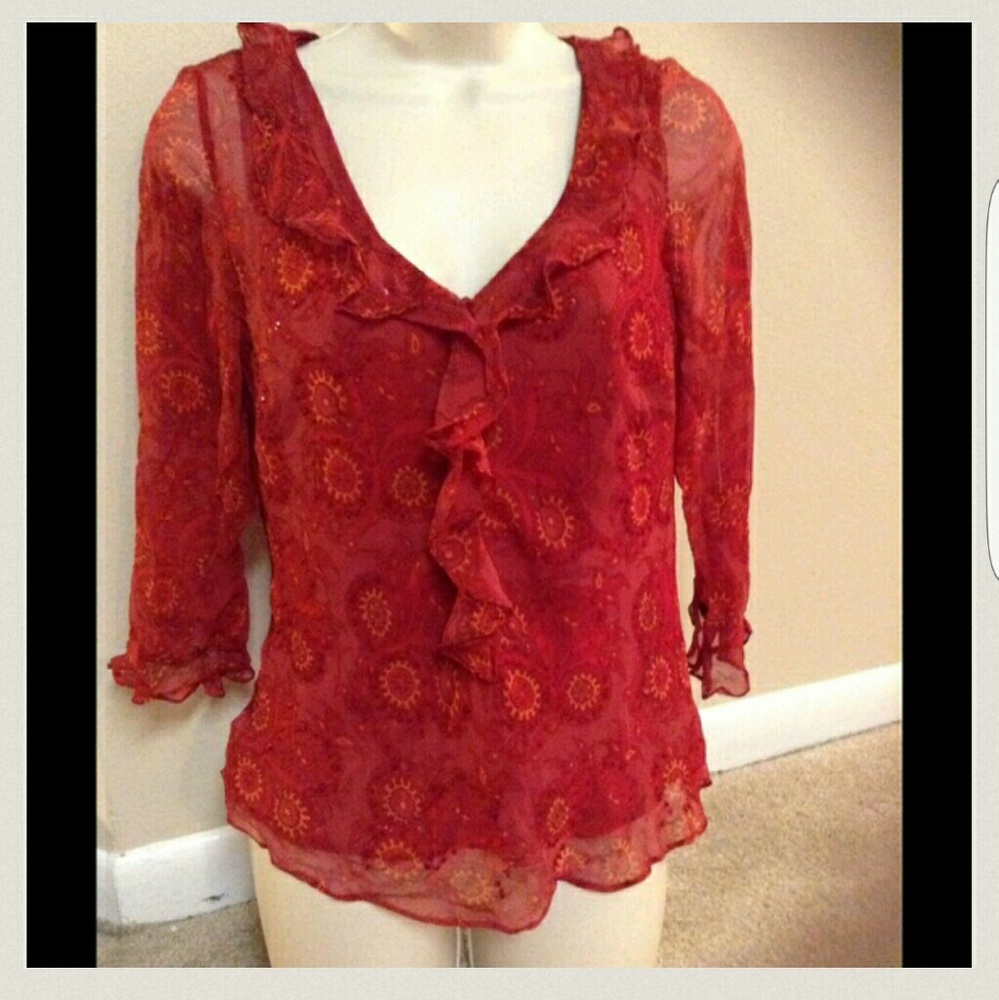 Red Sheer Blouse