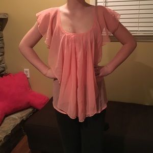 Peach sheer work blouse