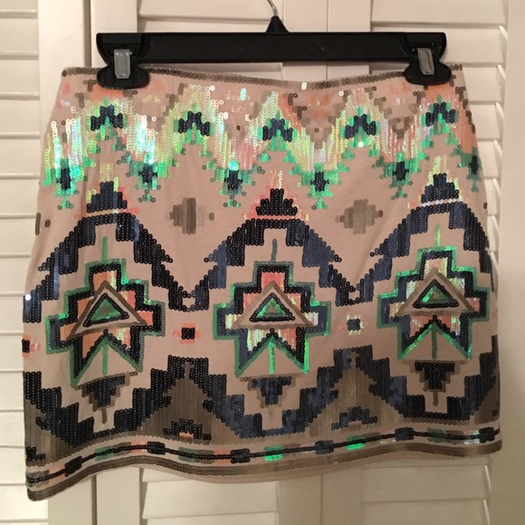 EXPRESS Sequined Tribal Print Mini Skirt🎉