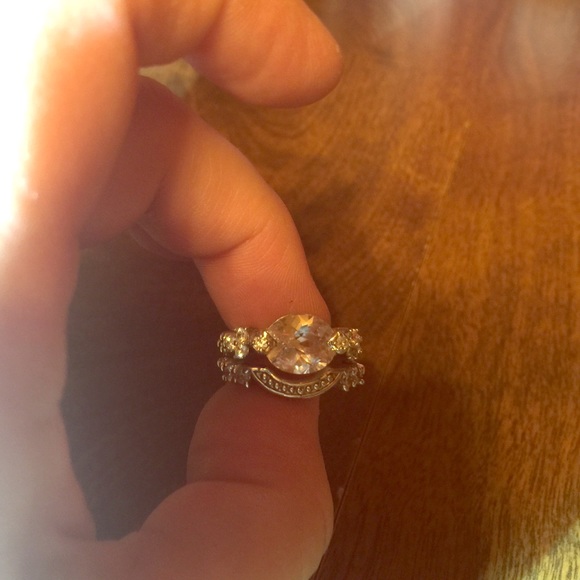 Glamorous faux engagement wedding set diamond