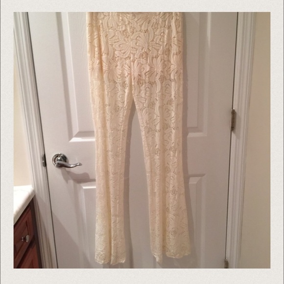 Lace pants/green dress