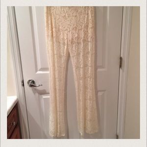 Lace pants/green dress