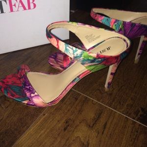 Floral slip on heels. Worn once