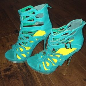 High Heeled Teal Gladiators