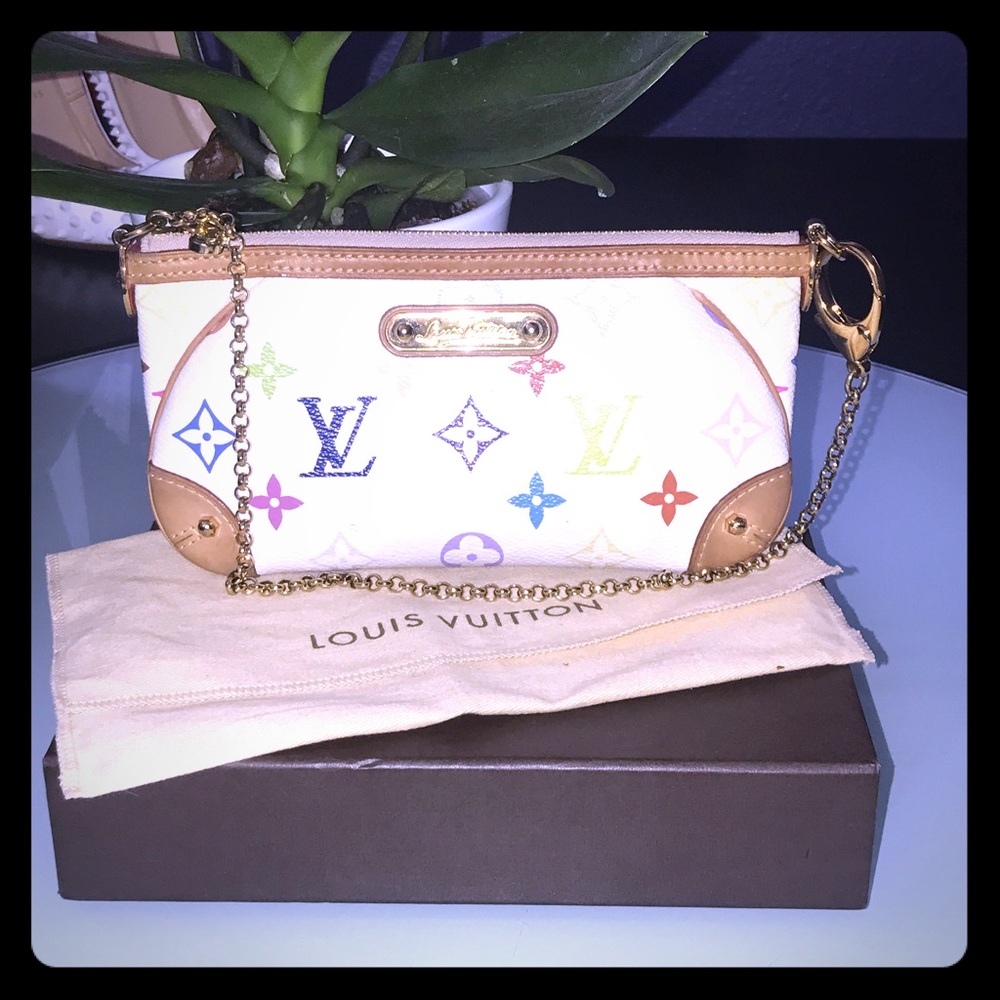 Louis Vuitton multicolor Milla clutch gold chain