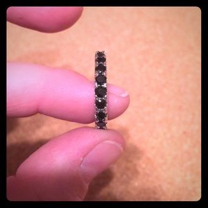 Black sapphire 14k plated white gold eternity band