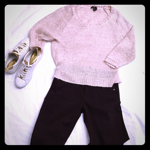 SALE!! Gold knit sweater with sequins