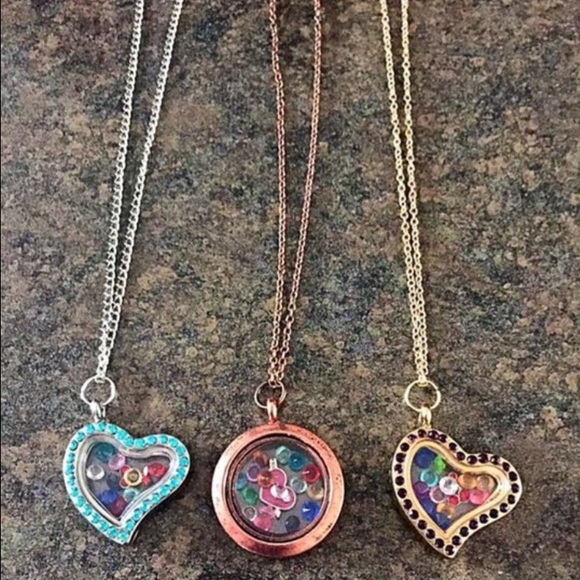 3 brand new floating charm necklaces