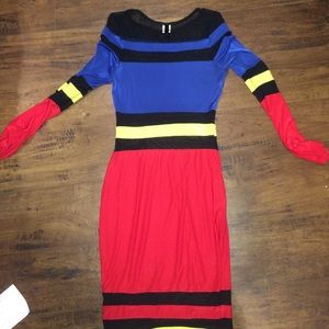Color block Sheer panel dress