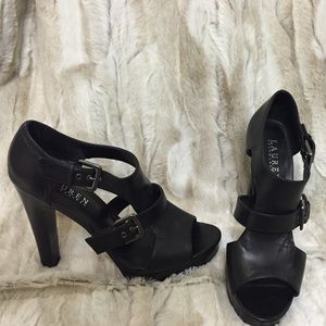 Black Ralph Lauren Peep Toe Heels
