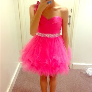 Pink Strapless Homecoming Dress
