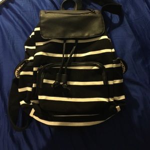 Black and white striped backpack
