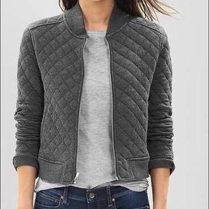 Quilted knit bomber jacket