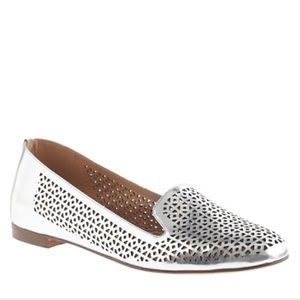 J Crew silver Cleo loafer