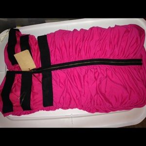 Hot pink strapless dress