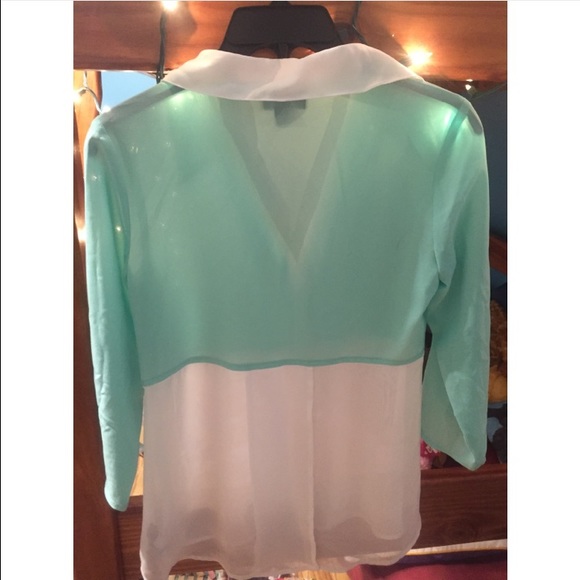 Sheer Two-Color Blouse - Picture 2 of 3