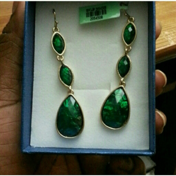 Multi Color Green Resin Earring in goldtone