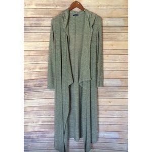 NWOT long grey cardigan/duster with hood
