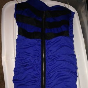 Blue strapless dress xl