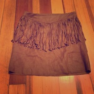 Brown fringed skirt