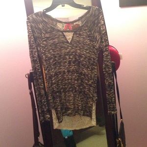 Knit lace back sweater