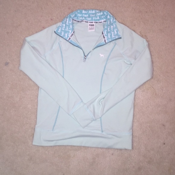 VS PINK Half zip quarter zip mint  blue pullover😍