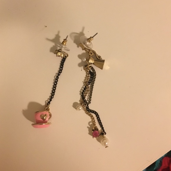 Betsy Johnson earrings. Tea cup earrings