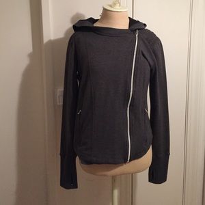 Asymmetrical grey cotton hoodie