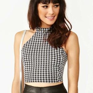 UNIF Houndstooth Spiked Crop Top