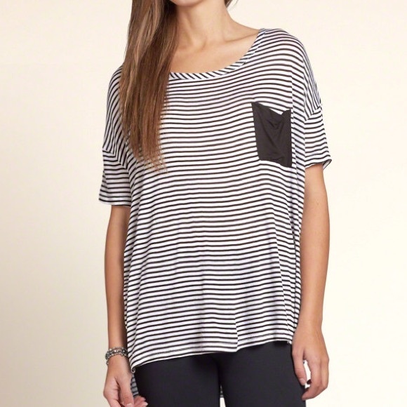 Hollister Tops - Hollister Abalone Cove Striped Pocket T-Shirt XS/S