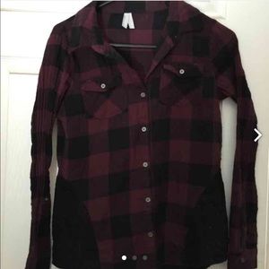 Vanity dark red flannel