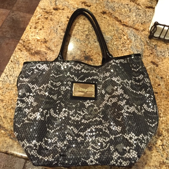 Betsey Johnson Sequin Black and White Purse