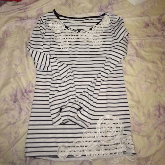 Stripped Shirt With Lace