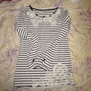 Stripped Shirt With Lace