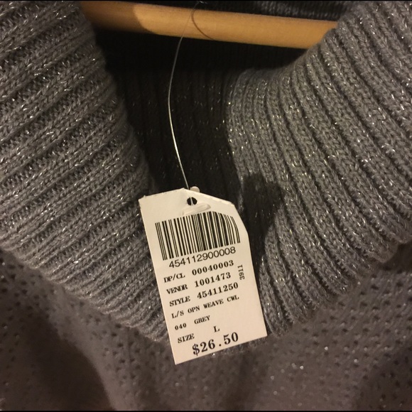 NWT Light Sparkly Grey Cowl Neck Sweater - Picture 3 of 3