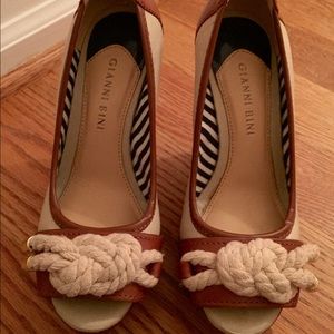 Gianni Bini wedge rope tie knot shoe