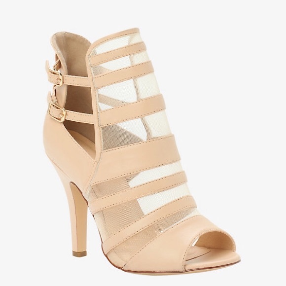 LOWEST! Faux Leather Mesh Peep Toe Bootie