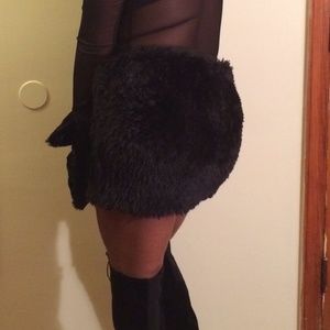 Faux fur skirt, elastic waist