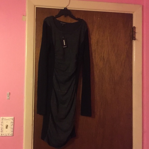 Express dress grey black slimming party holidays