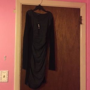 Express dress grey black slimming party holidays