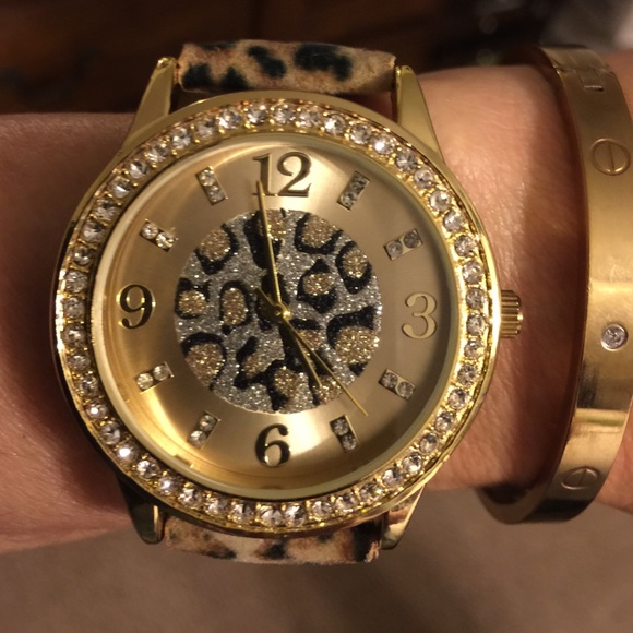 Accessories - New leopard print watch with crystals.
