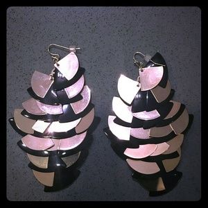 THE LIMITED - BLACK AND GOLD CHANDELIER EARRINGS