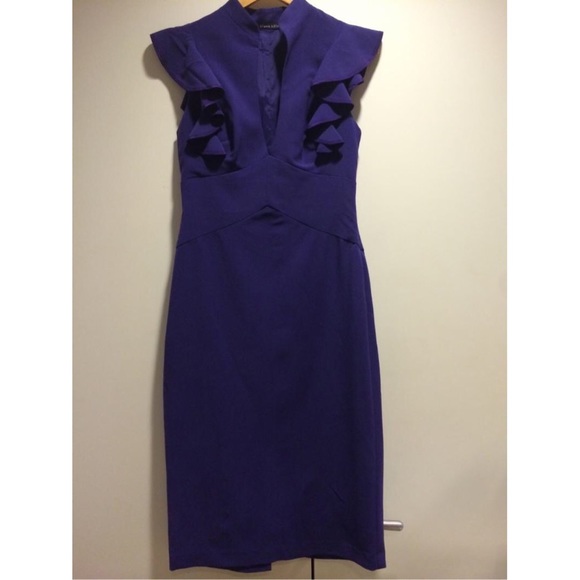 Black halo Keyhole Ruffle Sleeve Dress