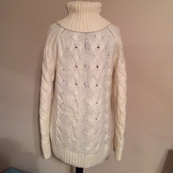 NWOT white land's end wool loose knit sweater - Picture 3 of 5