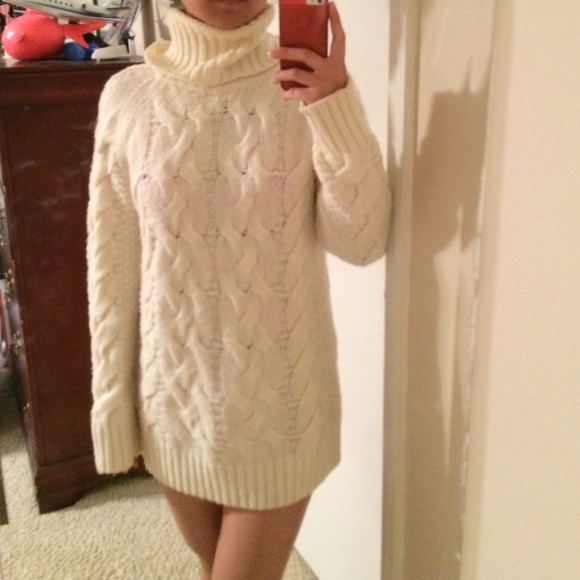 NWOT white land's end wool loose knit sweater - Picture 4 of 5