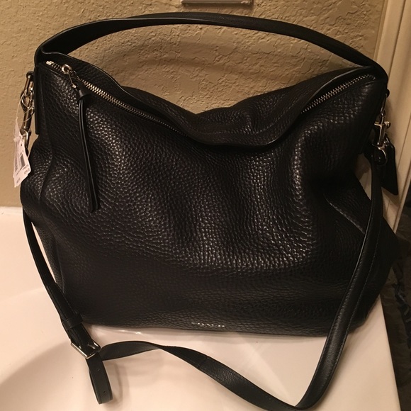 New Coach Black Pebble Leather Bag
