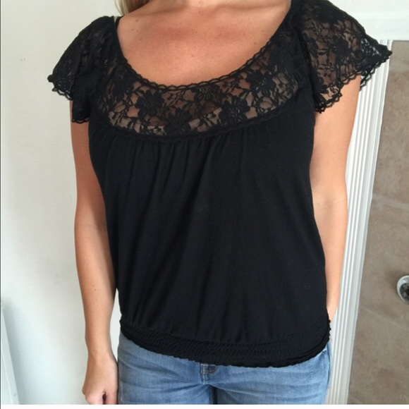 Basic black lace top